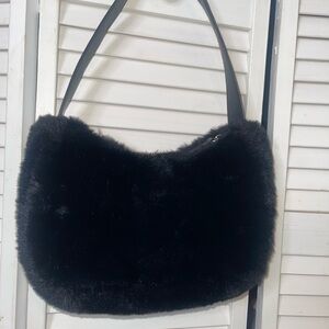 Black Faux Fur Shoulder Bag